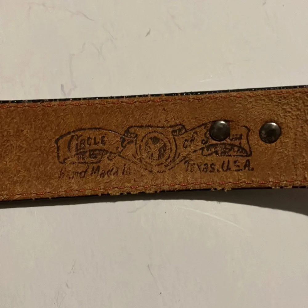 Vintage Red Leather Belt with Silver Buckle and Southwest Desert Animal‎ Brads